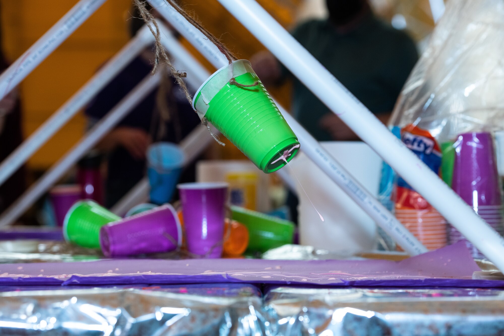 kids creating art using science at the STEAM event on Schriever Air Force Base