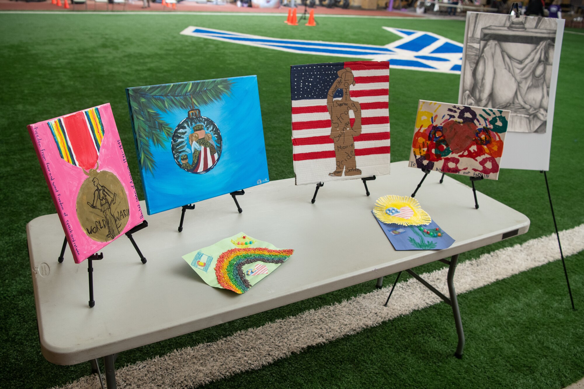 Art display for Month of the Military Child at Schriever Air Force Base