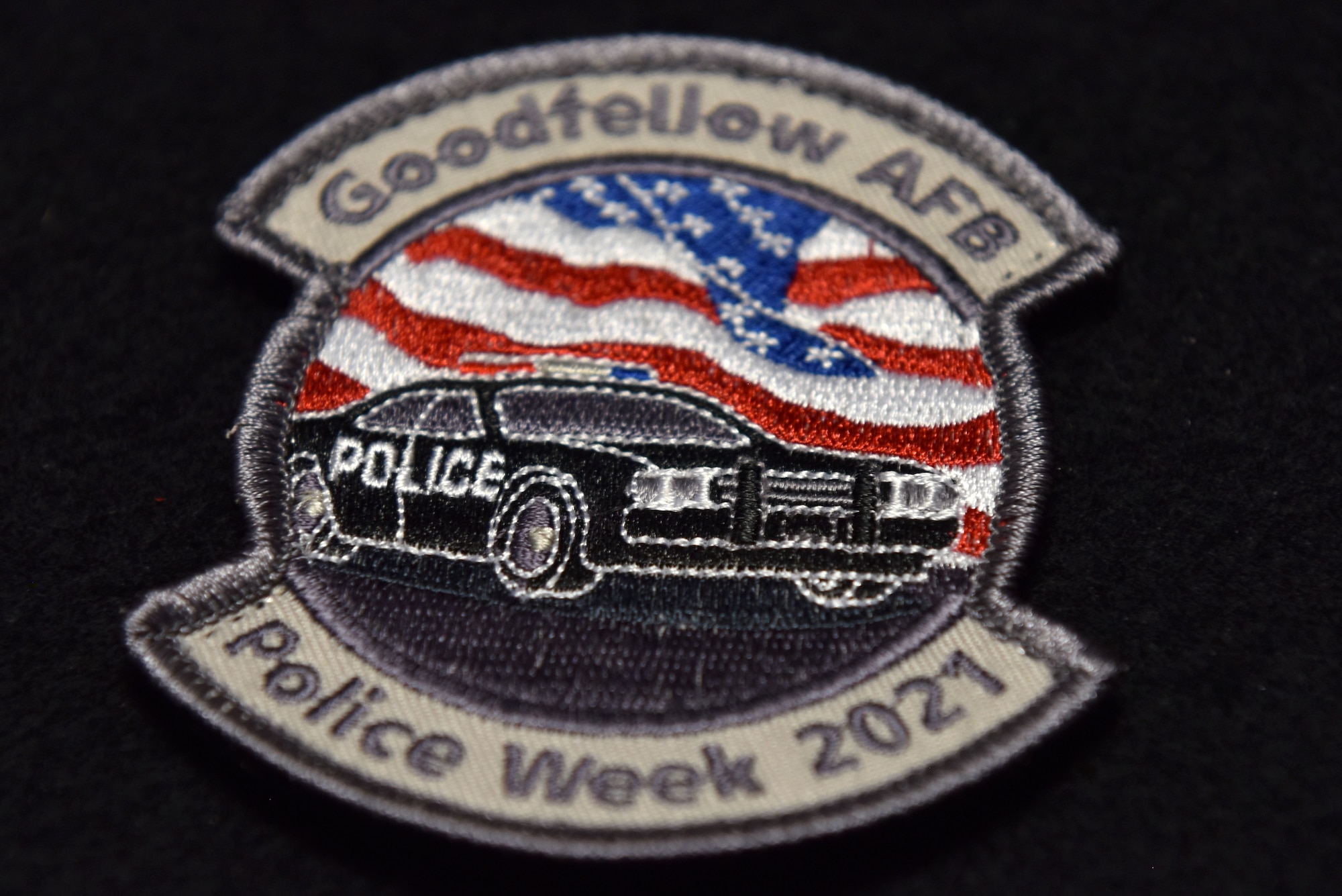 A Police Week patch displayed on Goodfellow Air Force Base, Texas, May 13, 2021. The 17th Security Forces Squadron hosted several events throughout National Police Week. (U.S. Air Force photo by Staff Sgt. Seraiah Wolf)