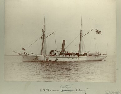 A photo of U.S. Revenue Cutter Perry at anchor, no date.