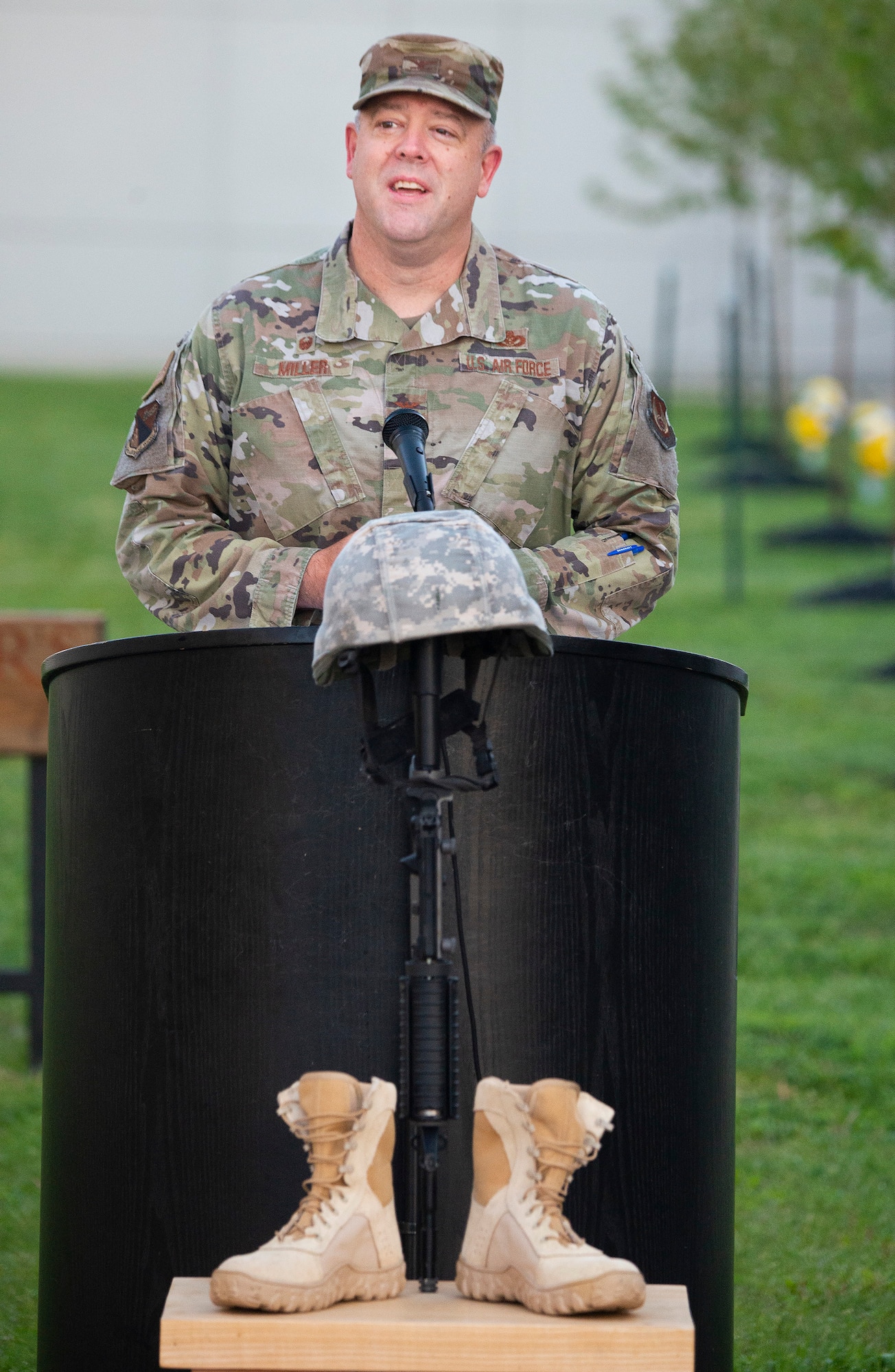 Members of the 88th Security Forces Squadron take part in their annual Police Week ruck march at Wright-Patterson Air Force Base May 10. The event marked the beginning of the Police Week activities. (U.S. Air Force photo by R.J.Oriez)