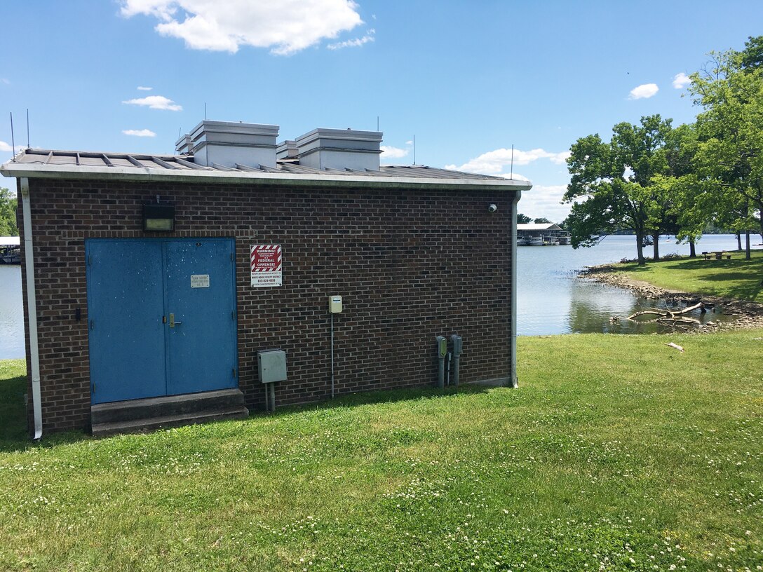 This is a water intake facility on the shoreline of Old Hickory Lake in Hendersonville, Tennessee, May 13, 2021. The U.S. Army Corps of Engineers Nashville District announces the lifting of the Old Hickory Lake water supply moratorium. (USACE Photo by Crystal Tingle)