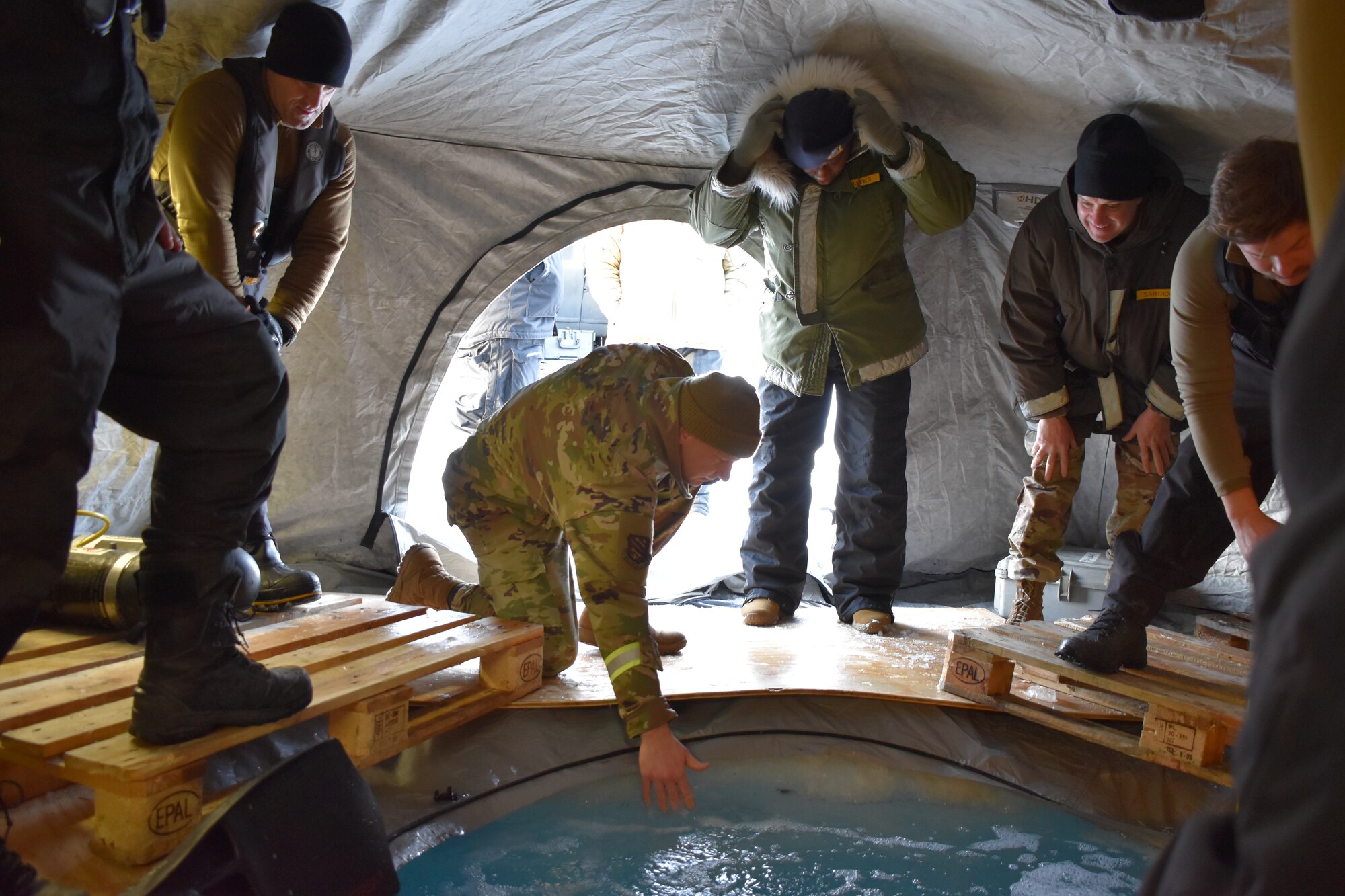 men working on ice