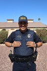 Military Police Officer Karl Bobbio poses for a photo at Marine Corps Air Station (MCAS) Yuma, May 12, 2021. Officer Bobbio received the Civilian Lifesaving Award for exemplifying high levels of professionalism, initiative and selfless dedication to the community of MCAS Yuma. (U.S. Marine Corps photo by LCpl. Matthew Romonoyske-Bean)