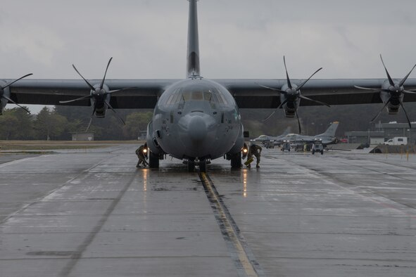 C-130J Super Hercules parked on flight line