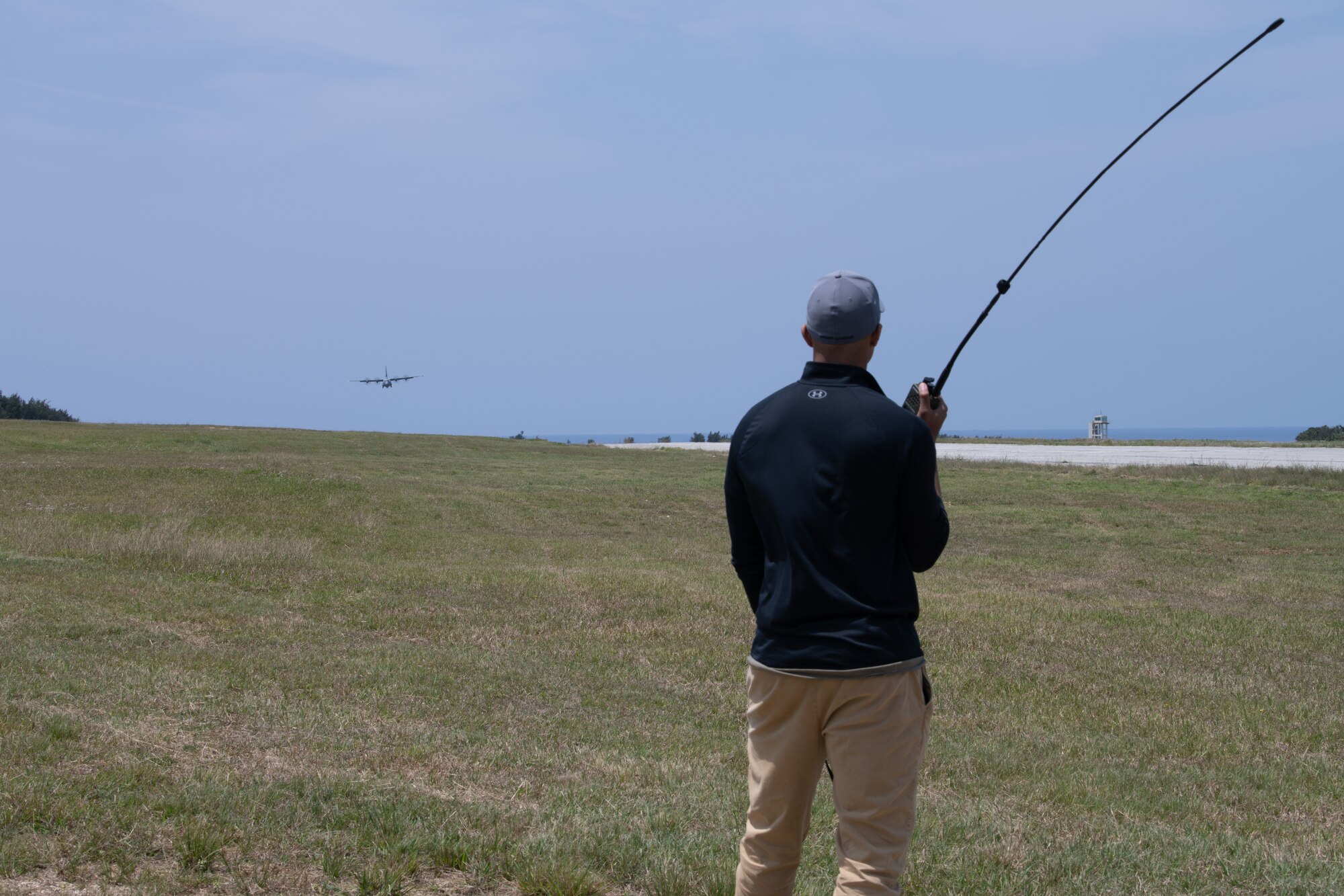 Airman awaiting aircraft landing