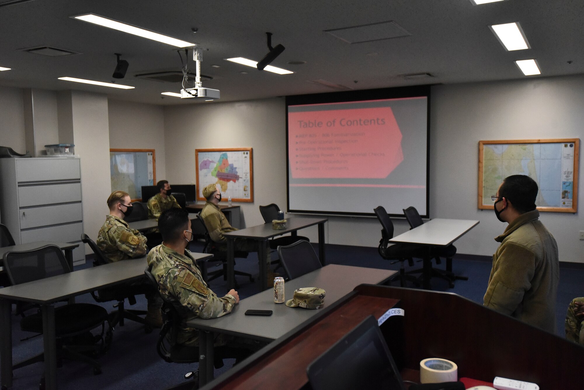 U.S. Air Force Airmen assigned to the 35th Fighter Wing attend an Agile Combat Employment (ACE) class hosted by the 35th Civil Engineer Squadron at Misawa Air Base, Japan, April 8, 2021.