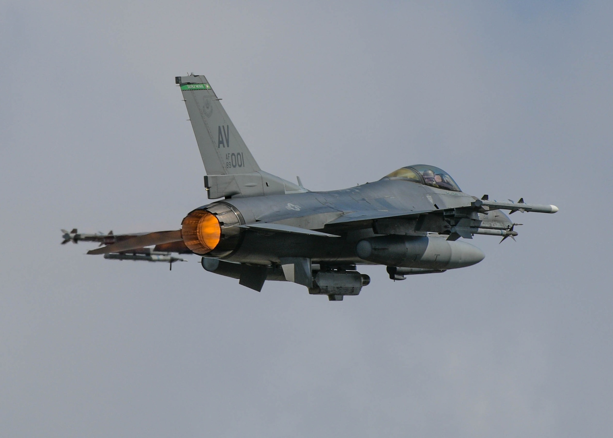 A U.S. Air Force Fighting Falcon assigned to the 555th Fighter Squadron participating in Astral Knight 2021 at Aviano Air Base, Italy, May 13, 2021. Astral Knight 21 aims to enhance the command and control integration, coordination and interoperability of air, land and sea capabilities, and overlapping operations into the integrated air and missile defense enterprise. (U.S. Air Force photo by Airman 1st Class Brooke Moeder)