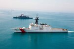 210430-G-G0108-1187 BLACK SEA April 30, 2021 U.S. Coast Guard members conduct boat and flight procedures on the USCGC Hamilton (WMSL 753) with Turkish naval members aboard the TCG Turgutries (F-241) in the Black Sea, April 30, 2021. Hamilton is on a routine deployment in the U.S. Sixth Fleet area of operations in support of U.S. national interests and security in Europe and Africa. (U.S. Coast Guard courtesy photo)