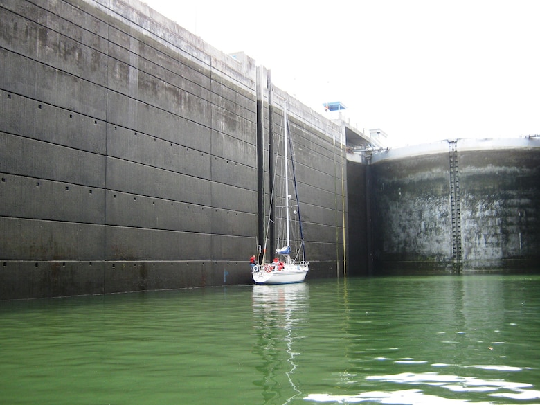 A sailboat uses a lock on the Columbia River. 

Motorized recreational boaters needing to pass through the three lower Columbia River dams must follow a lock schedule taking effect May 15. Commercial vessels will continue to lock through upon arrival except during the times specified for recreational vessels.