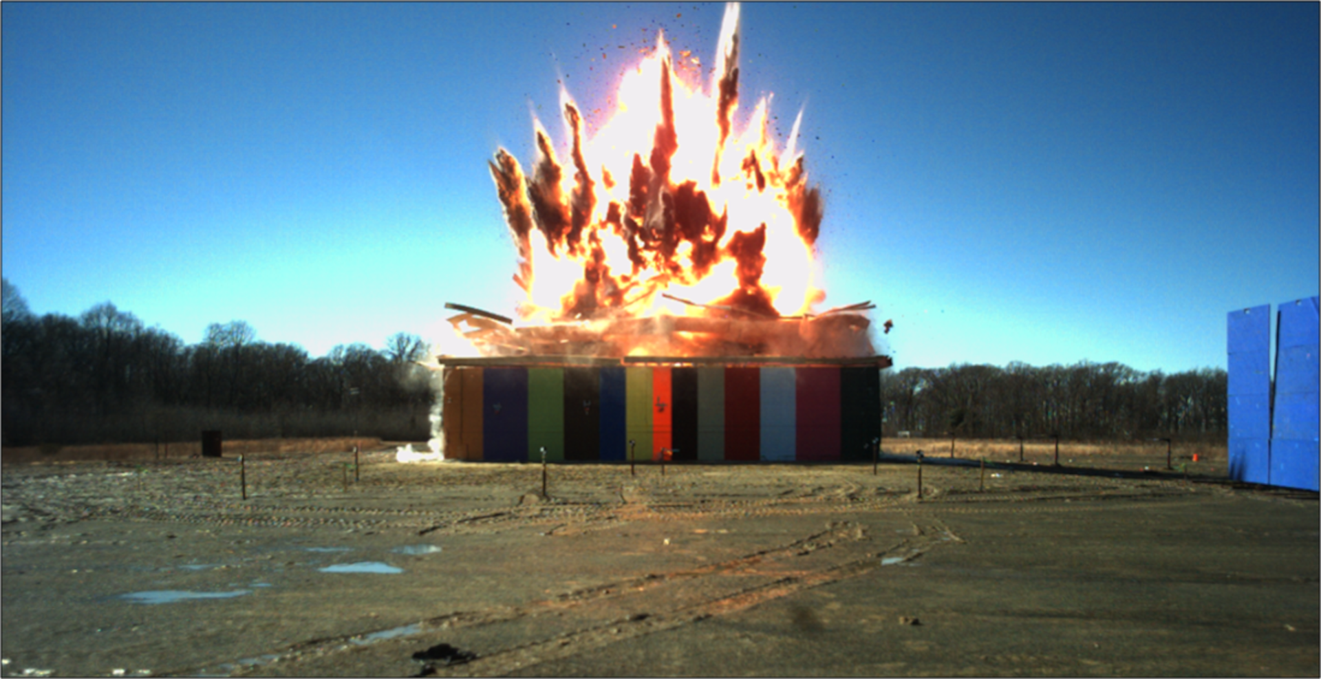 IMAGE: Enhanced Weaponeering and Collateral Damage Estimation engineers detonate a 500-pound bomb buried beneath a cement structure at a test facility in Aberdeen, Maryland. Test engineers successfully collected data that will ultimately be used to create or revise munitions strike methodologies.