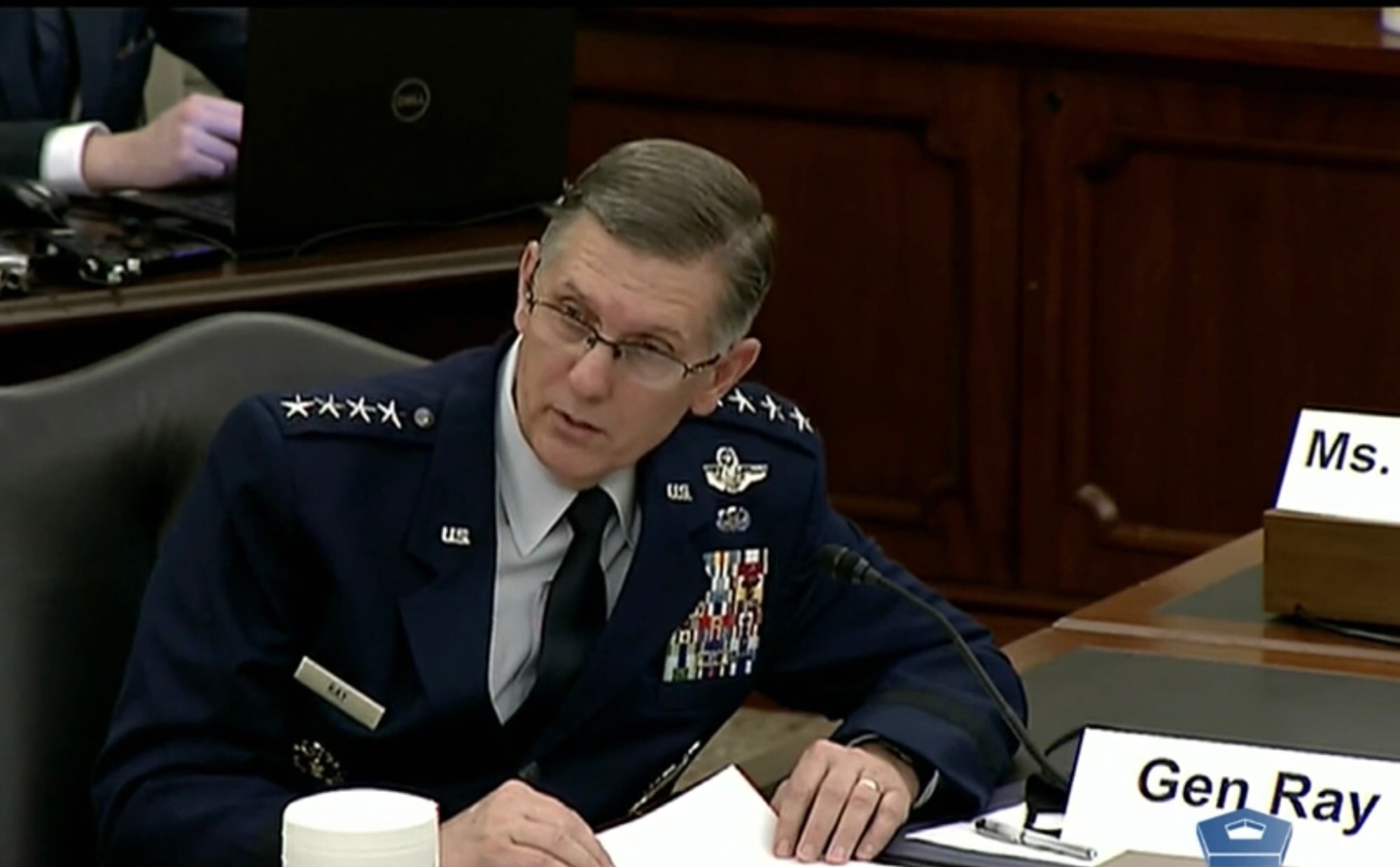 The Air Force Global Strike Command Commander, Gen. Tim Ray, participates in a Senate Armed Services Committee hearing May 12, focused on the budget posture for nuclear forces.
