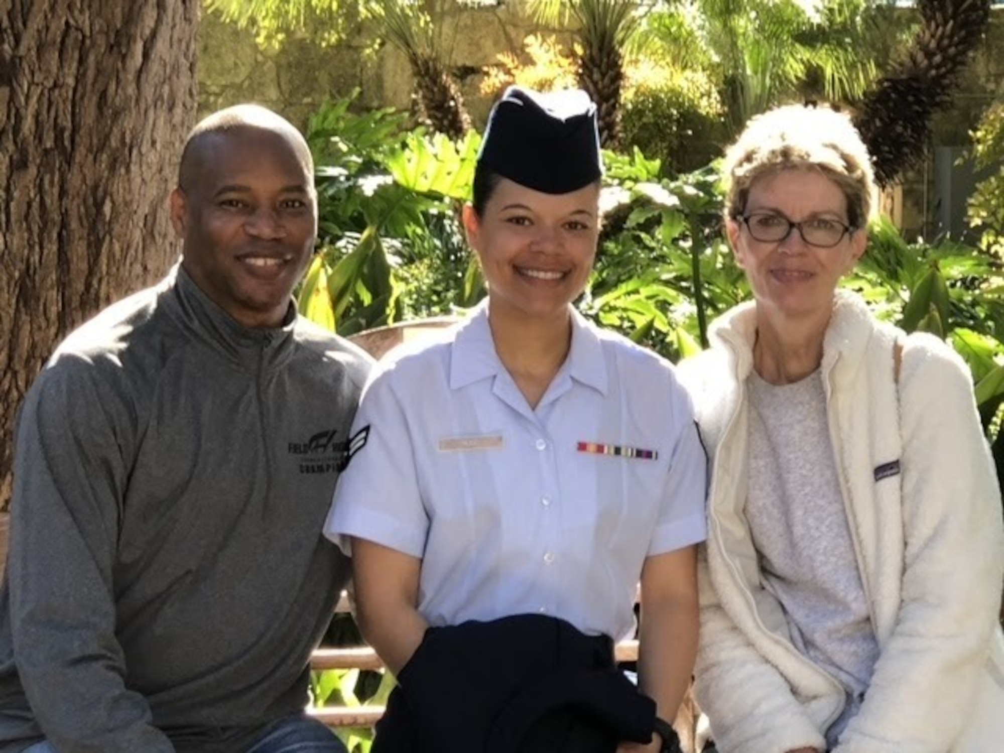 Robert and Sigrun Russ visit then Airman First Class Shayna Russ during graduation week from Basic Military Training at Joint Base San Antonio-Lackland, Texas, January 11, 2019. Airman Russ completed BMT and was awarded honor graduate. (courtesy photo)
