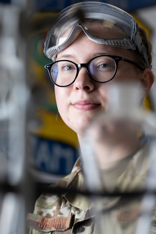 Portrait of fuels laboratory technician Airman.