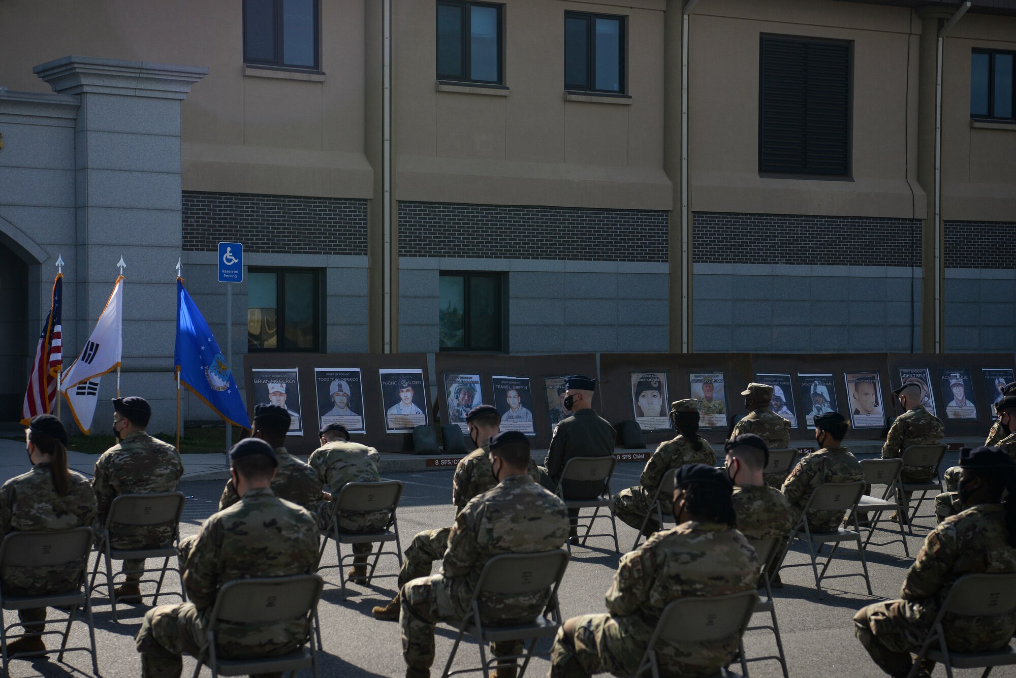 Airmen participate in a Police Week ceremony.