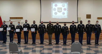 Eleven enlisted National Guard Soldiers from Pennsylvania, Maryland, Virginia, West Virginia, Washington, D.C., and Delaware competed in the 2021 regional Best Warrior Competition at Fort Indiantown Gap May 11-14. Pfc. Alexander Gravely, a combat medic with 1st Battalion, 201st Field Artillery Regiment, 77th Brigade Troop Command, West Virginia Army National Guard, won the best Soldier portion of the competition. Sgt. James McGill, a radiology specialist with the 224th Medical Company Area Support, Maryland Army National Guard, won the best noncommissioned officer portion of the Best Warrior Competition. (U.S. Army National Guard photo by Staff Sgt. Zane Craig)