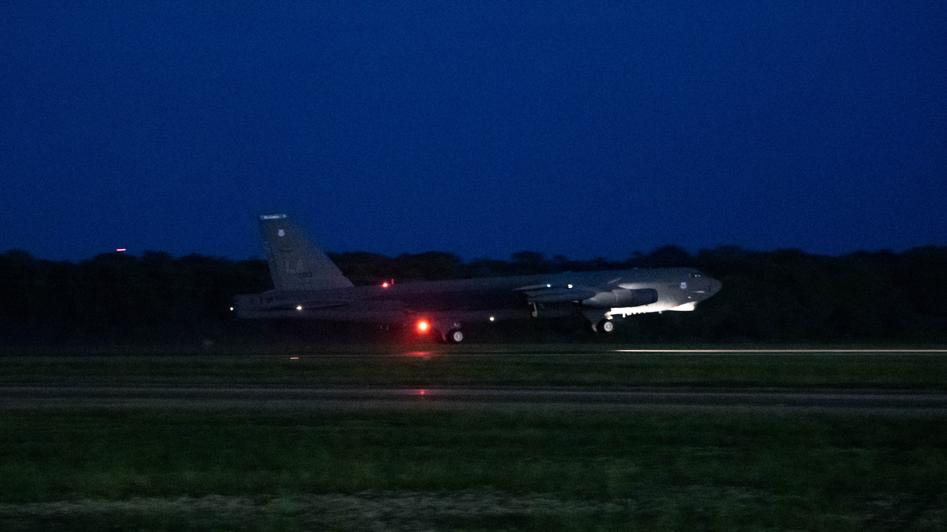 A B-52H Stratofortress takes off from Barksdale Air Force Base, Louisiana, May 16, 2021. In a conventional conflict, the B-52 can perform strategic attack, close-air support, air interdiction, offensive counter-air and maritime operations. (U.S. Air Force photo by Senior Airman Jacob B. Wrightsman)