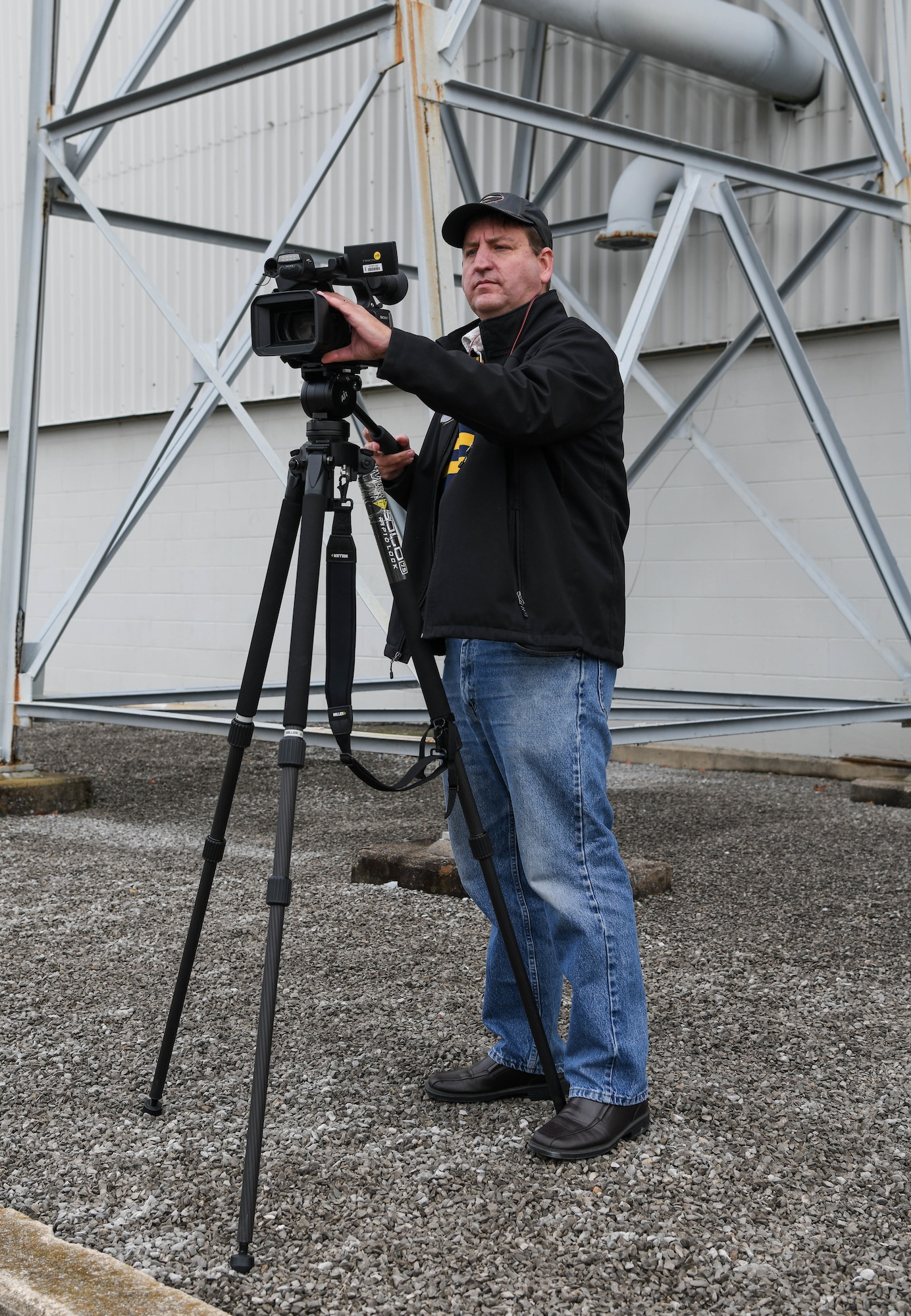 David Wright, a videographer for Arnold Engineering Development Complex, prepares to capture video in support of the AEDC test mission, Dec. 14, 2020, at Arnold Air Force Base, Tenn. (U.S. Air Force photo by Jill Pickett)