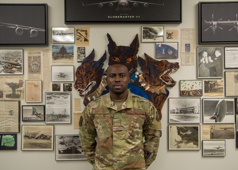 U.S. Air Force A1C Takyi Botchway, Air Freight Technician, 43rd Air Mobility Squadron