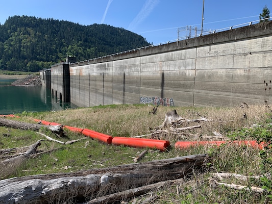 Lookout Point Dam's reservoir is currently 52% full, as of May 17 (photo from May 5). System-wide reservoir storage are 33% below the rule curve. Year-to-date precipitation in the Valley is 76% of normal. 

As warm, dry weather continues, the U.S. Army Corps of Engineers, Portland District is seeing a worsening water year as it strives to refill 13 Willamette Valley reservoirs for the upcoming recreation season.

The Willamette Valley Project depends on spring and early summer rainfall to refill and lack of precipitation is making it difficult to fill multiple reservoirs.