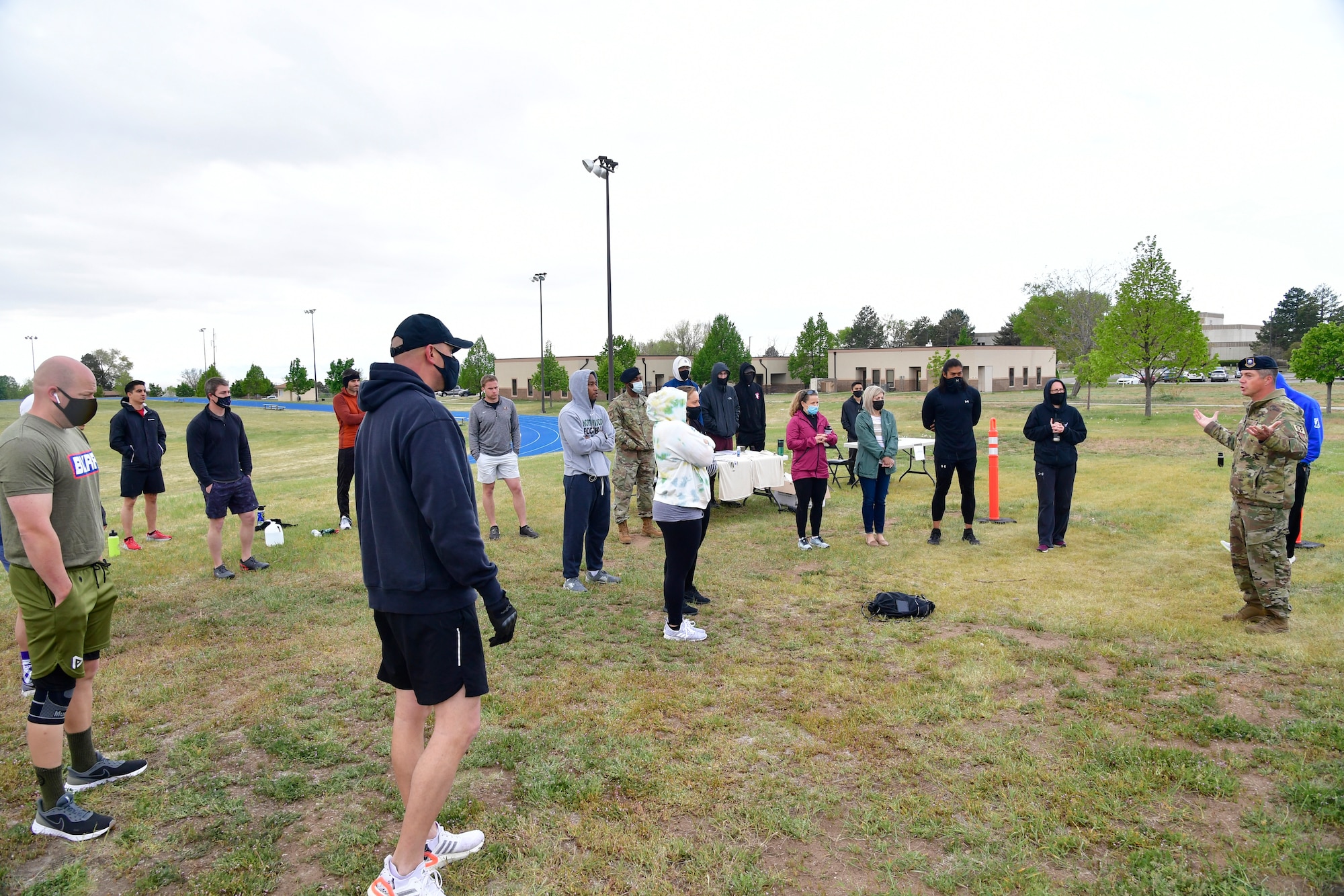 Participants gather for the National Police Week fun run/walk/ruck May10, 2021, at Hill Air Force Base, Utah. The event was one of many the 75th Security Forces Squadron hosted to commemorate the week to honor the sacrifices of the law enforcement community. (U.S. Air Force photo by Todd Cromar)