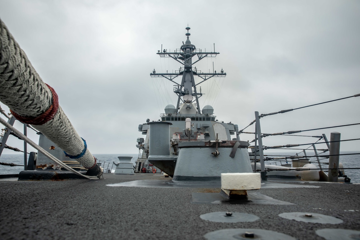 TAIWAN STRAIT (May 18, 2021) – The Arleigh Burke-class guided-missile destroyer USS Curtis Wilbur (DDG 54) conducts routine operations. Curtis Wilbur is assigned to Commander, Task Force 71/Destroyer Squadron (DESRON) 15, the Navy’s largest forward DESRON and the U.S. 7th Fleet’s principal surface force. (U.S. Navy photo by Mass Communication Specialist 3rd Class Zenaida Roth)