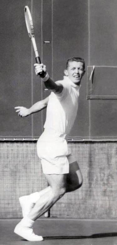 A tennis player in action.