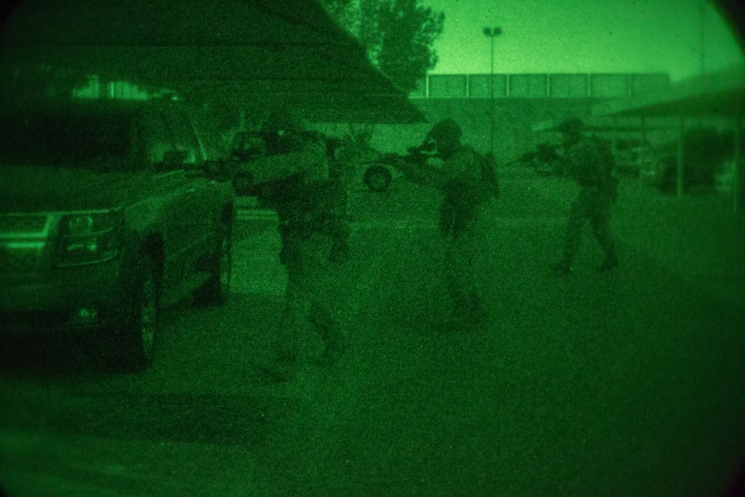 DOHA, Qatar (Oct. 29, 2020) U.S. Marines assigned to Fleet Anti-Terrorism Security Team Central Command (FASTCENT) conduct simulated disaster drills at the U.S. Embassy in Qatar, Oct 29.  FASTCENT provides expeditionary anti-terrorism and security forces to reinforce embassies, consulates and other vital national assets throughout the U.S. Central Command area of responsibility. (U.S. Marine Corps photo by Cpl. Haley Buker)