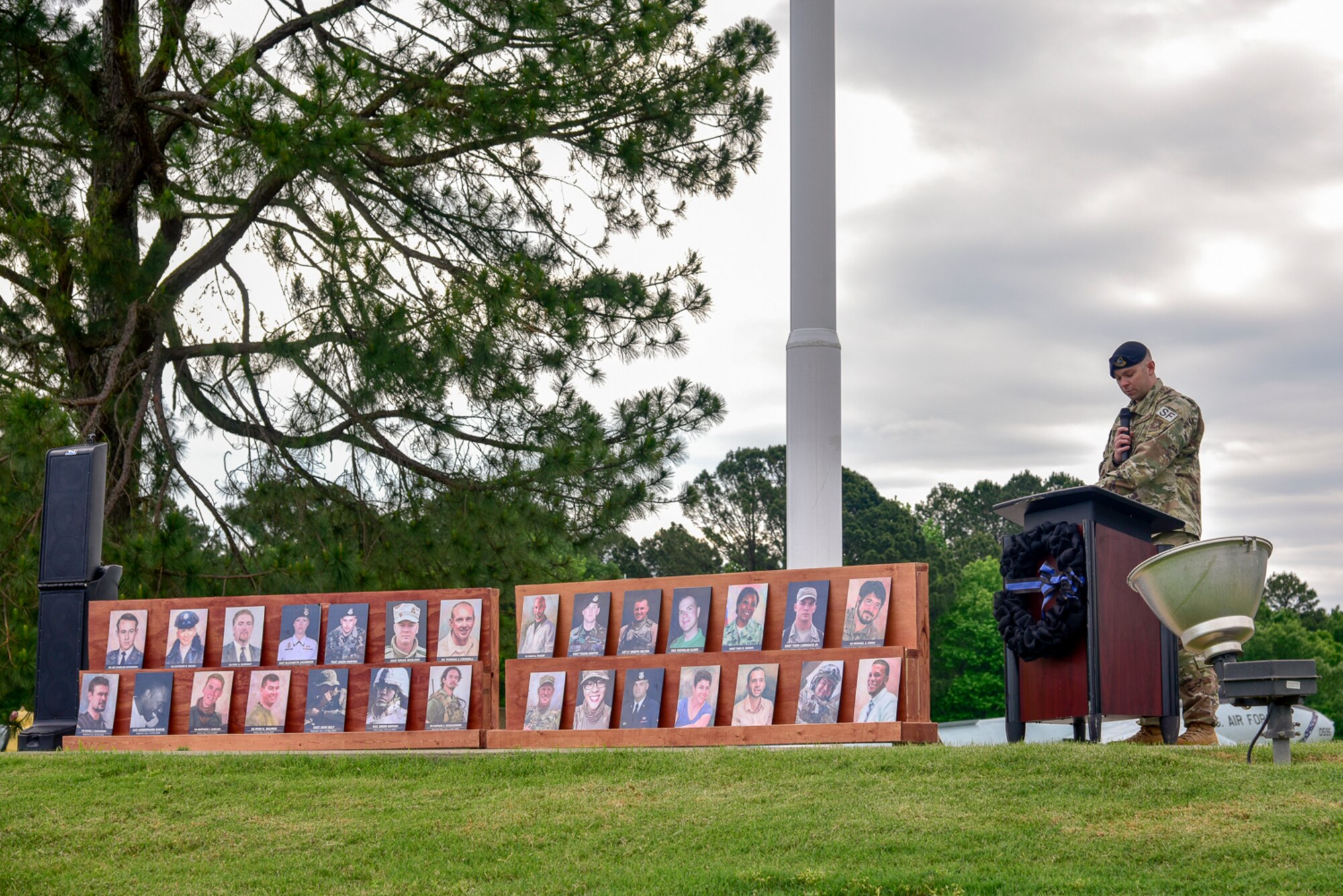 Airmen attend the opening ceremony for National Police Week