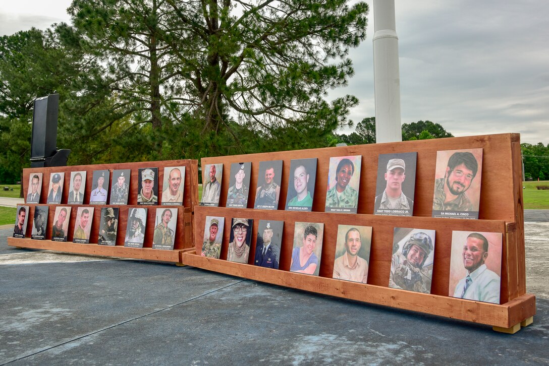 Photos of fallen law enforcement officers are displayed