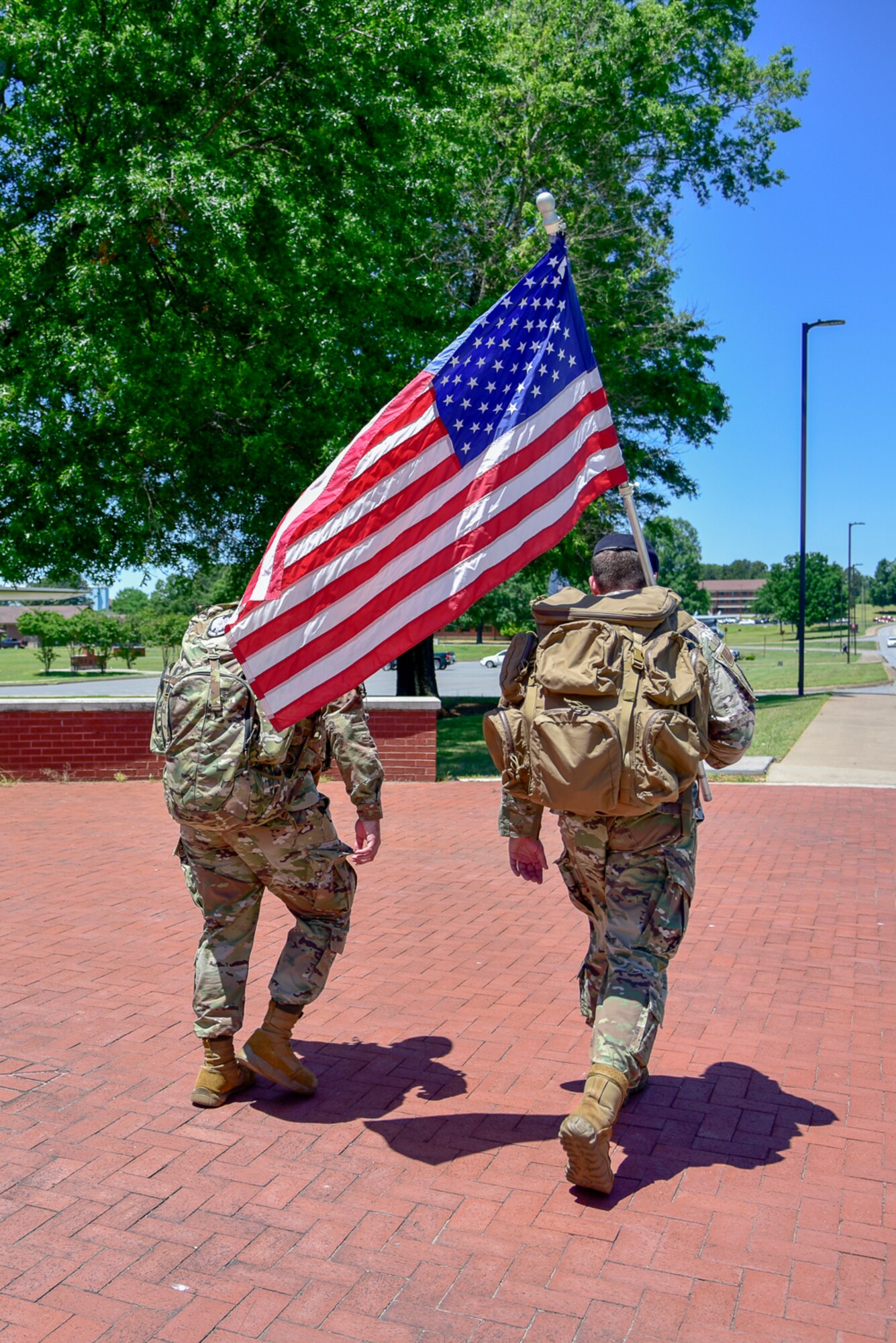 Airmen participate in a ruck march