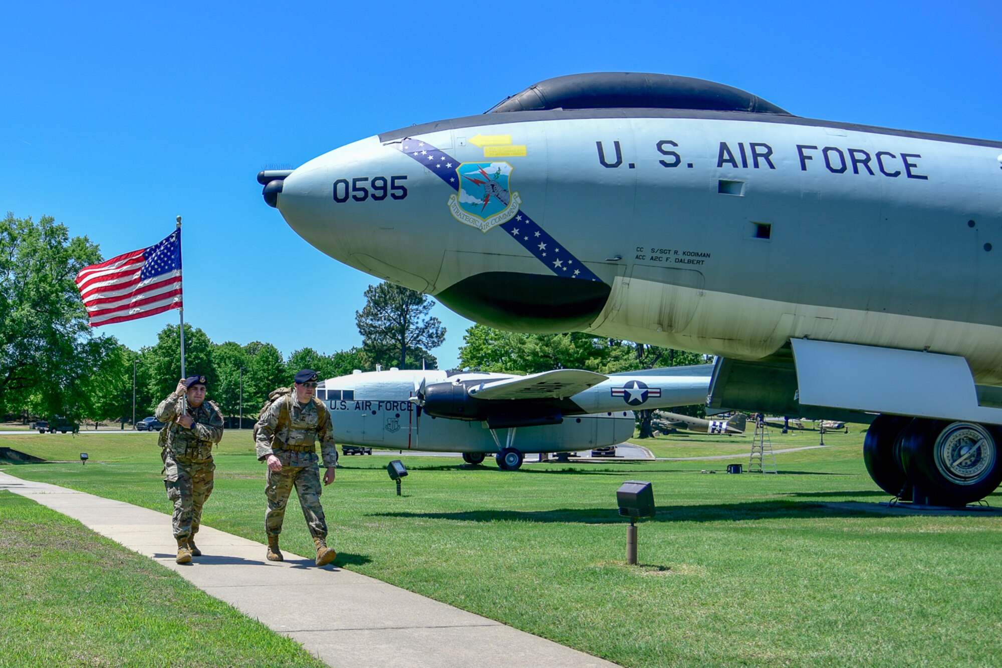 Airmen participate in a ruck march