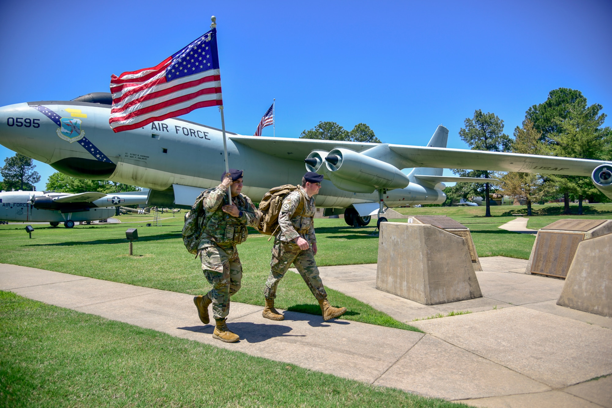 Airmen participate in a ruck march