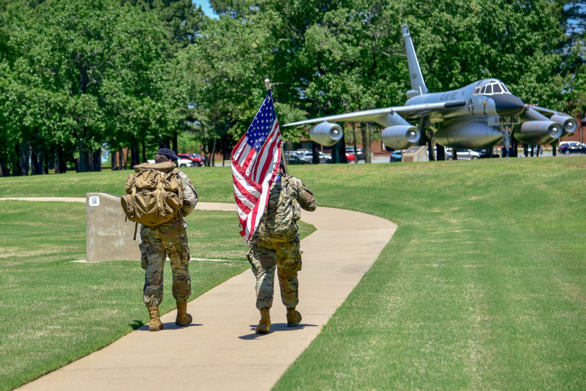 Airmen participate in a ruck march