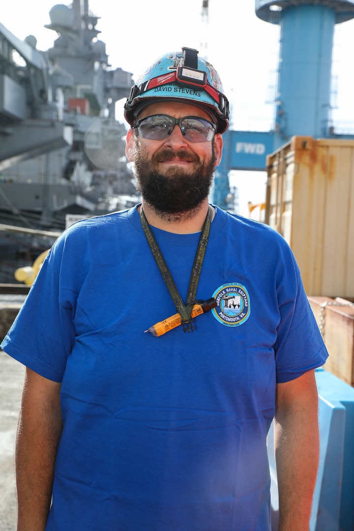 Norfolk Naval Shipyard’s (NNSY) Non-Nuclear Temporary Services (Code 990) Electrician David Stevens