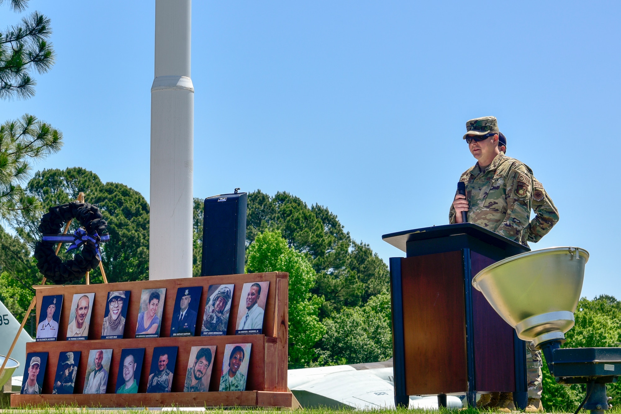 Airmen fold the American flag