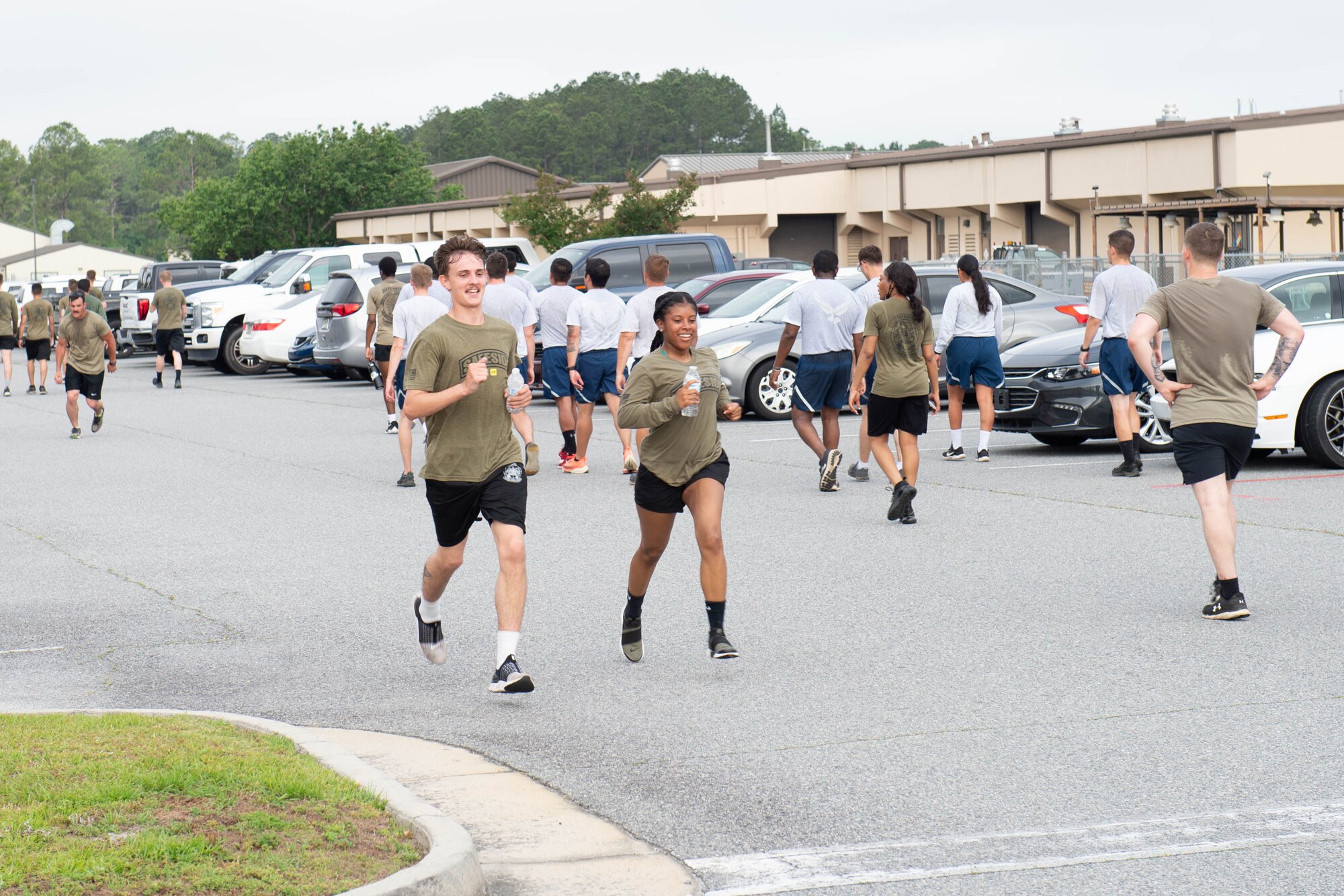 Airmen finish 5K run.