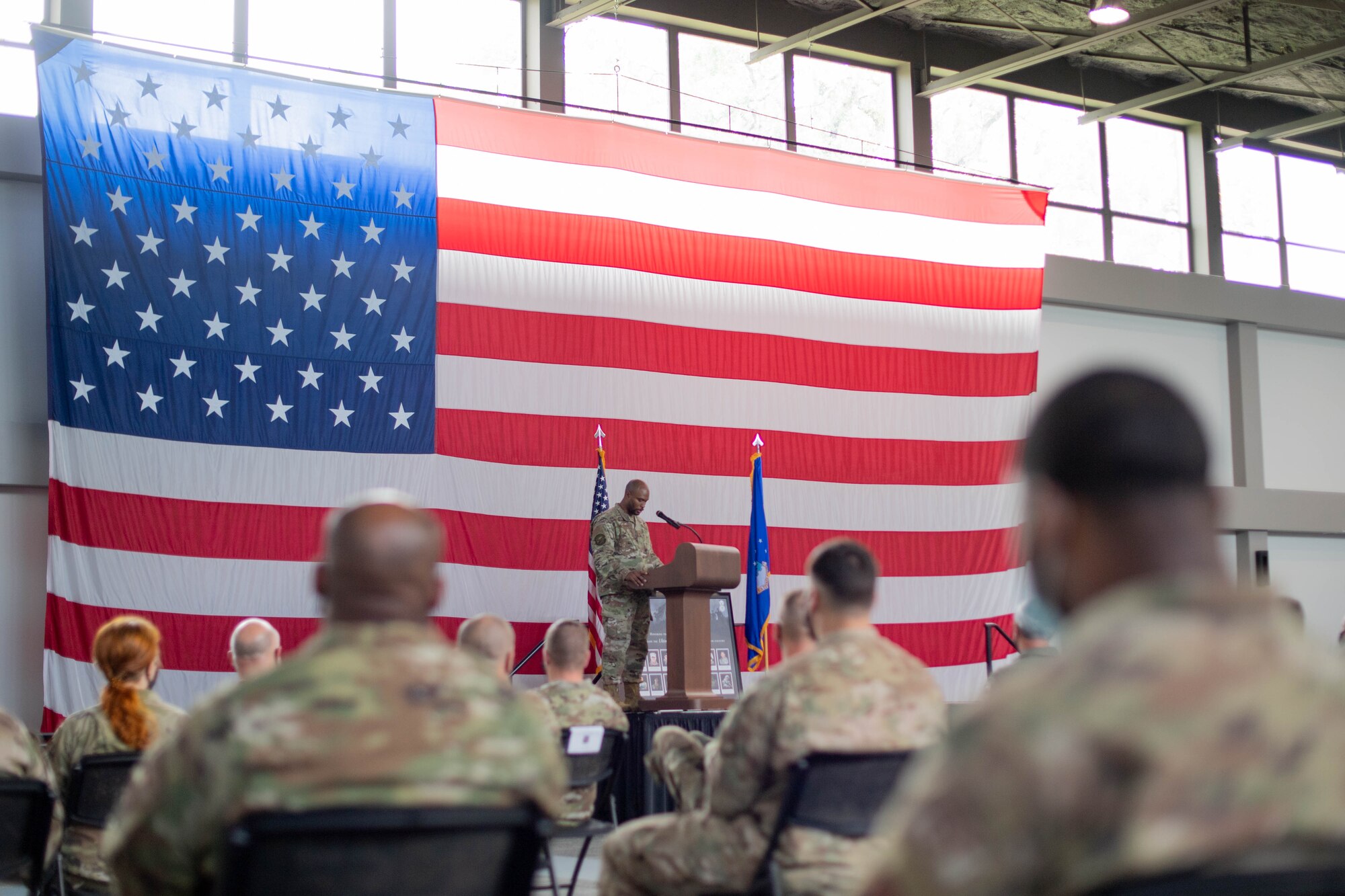 Airmen speaks to crowd.