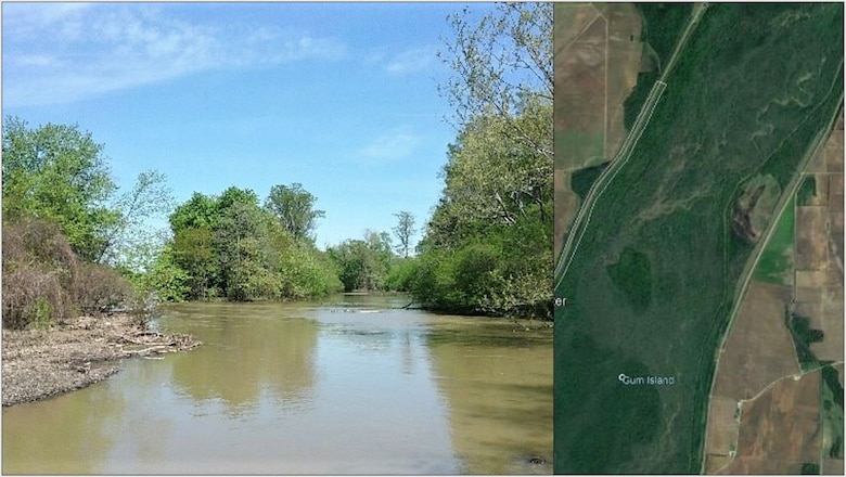 A map and photo of the channel cleanout project area in Craighead, Arkansas. Locust Creek has been experiencing debris buildup, resulting in improper channel drainage. Once the project contract is awarded, crews will remove sedimentation buildup along approximately two miles of the creek to prevent any further accumulation. The project reached its “Ready to Advertise” milestone on April 30, 2021. (Courtesy photos)