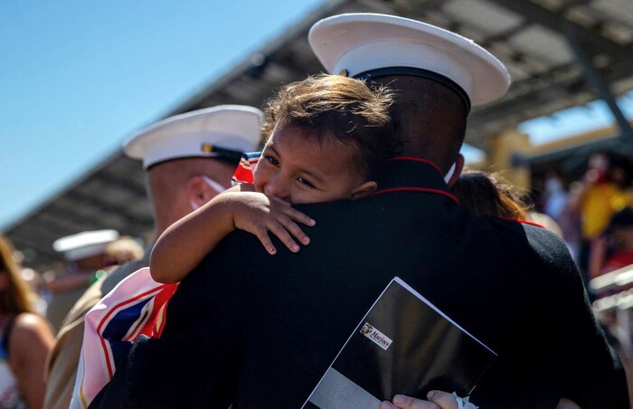 You voted, and we listened. Here is this week's Top Shot Winner!

Private First Class Jay Anthony Villarreal, a Marine with Fox Company, 2nd Recruit Training Battalion, hugs his daughter, Emelia Villarreal, following a graduation ceremony at Marine Corps Recruit Depot, San Diego, April 29, 2021. Villarreal was recruited out of Hondo, Texas, with Recruiting Substation Westlakes in San Antonio, Texas. (U.S. Marine Corps photo by Lance Cpl. Grace J. Kindred)