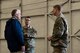U.S. Sen. Dan Sullivan, left, talks to Air Force Col. Stuart Williamson, the 354th Mission Support Group commander, and Chief Master Sgt. John Lokken, the 354th Fighter Wing command chief, during a leadership visit on Eielson Air Force Base, Alaska, May 15, 2021.