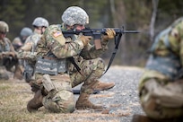 Alaska National Guard Soldiers and Airmen compete amongst one another in a series of marksmanship events at Joint Base Elmendorf-Richardson, May 15, 2021, as part of the 2021 Alaska National Guard Adjutant General Match, or TAG Match. TAG Match is a marksmanship competition comprising several timed pistol and rifle events. (U.S. Army National Guard photo by Spc. Grace Nechanicky)