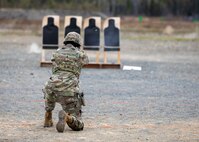 Alaska National Guard Soldiers and Airmen compete amongst one another in a series of marksmanship events at Joint Base Elmendorf-Richardson, May 15, 2021, as part of the 2021 Alaska National Guard Adjutant General Match, or TAG Match. TAG Match is a marksmanship competition comprising several timed pistol and rifle events. (U.S. Army National Guard photo by Spc. Grace Nechanicky)