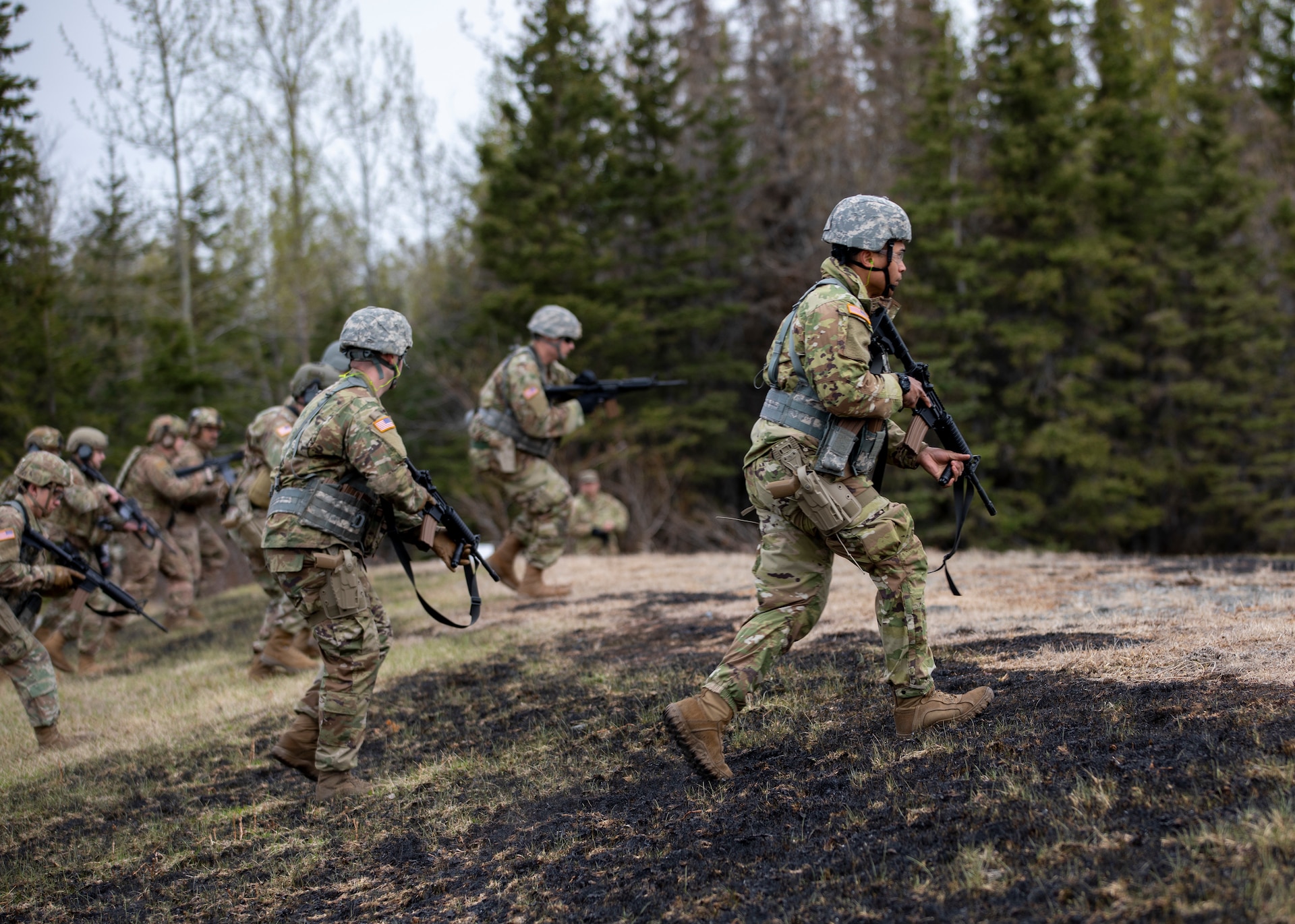Alaska National Guard Soldiers and Airmen compete amongst one another in a series of marksmanship events at Joint Base Elmendorf-Richardson, May 15, 2021, as part of the 2021 Alaska National Guard Adjutant General Match, or TAG Match. TAG Match is a marksmanship competition comprising several timed pistol and rifle events. (U.S. Army National Guard photo by Spc. Grace Nechanicky)