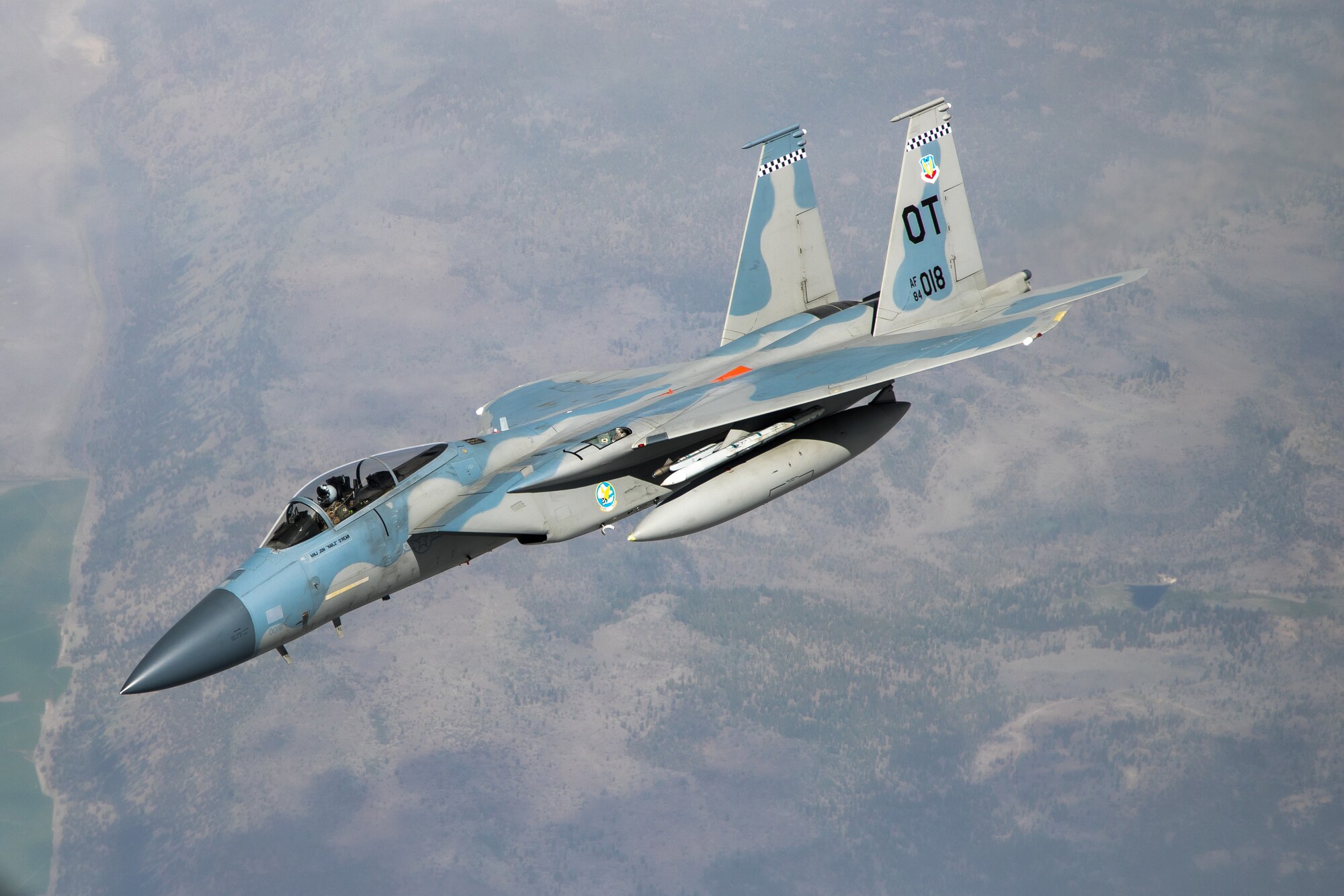An F-15 from the 85th Test and Evaluation Squadron, 53rd Wing, out of Eglin Air Force Base, Florida, conducts aerial refueling operations above the skies of Northern California, May 14. The aircraft participated in the Northern Edge 21 exercise in Alaska earlier in May. (Air Force photo by Ethan Wagner)