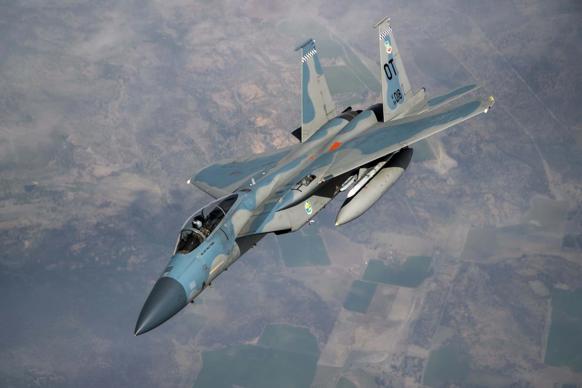 An F-15 from the 85th Test and Evaluation Squadron, 53rd Wing, out of Eglin Air Force Base, Florida, conducts aerial refueling operations above the skies of Northern California, May 14. The aircraft participated in the Northern Edge 21 exercise in Alaska earlier in May. (Air Force photo by Ethan Wagner)