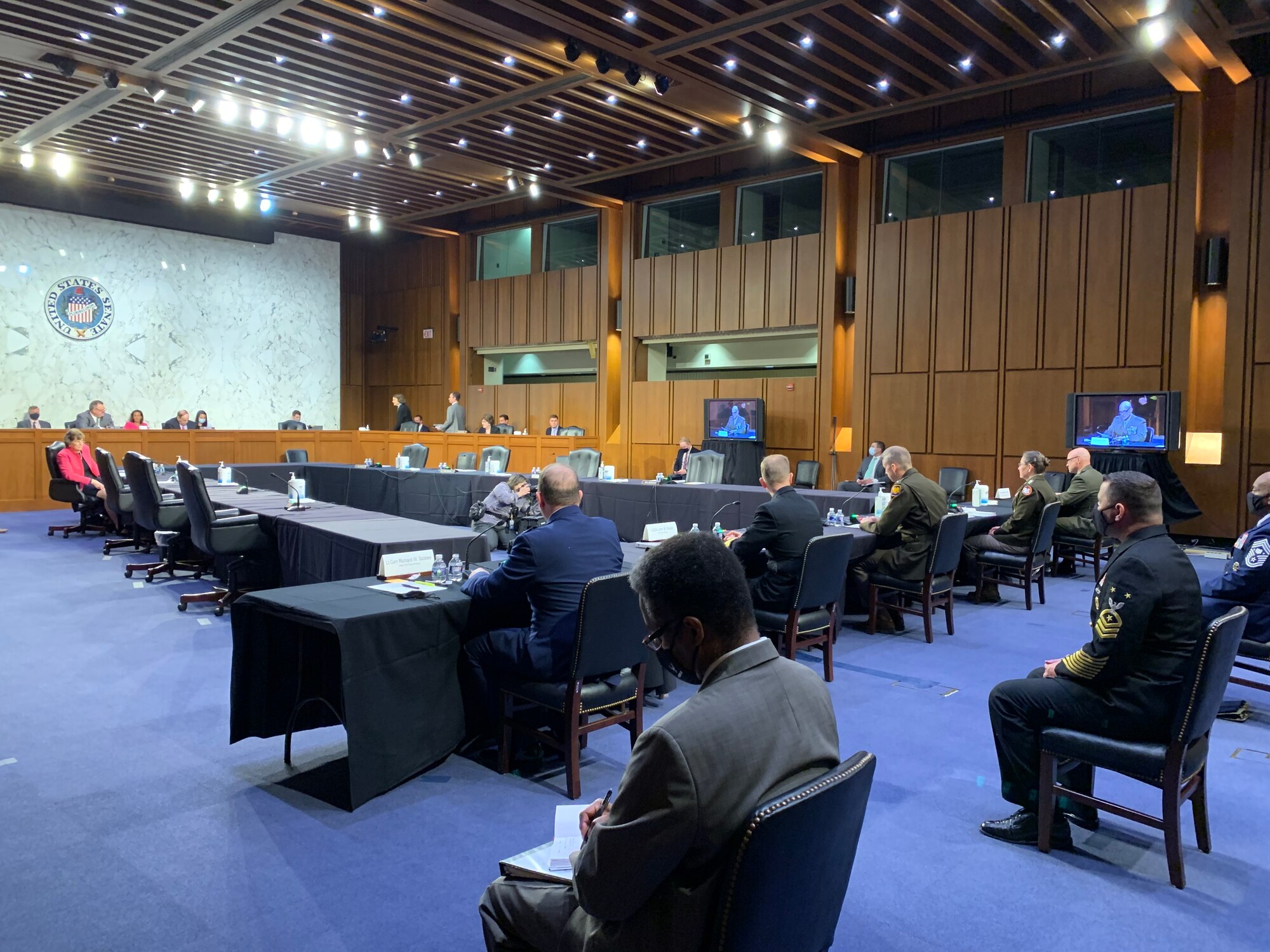 Photo of Lt. Gen. Richard Scobee, chief of the Air Force Reserve, and his counterparts from the Marines, Army, Navy and National Guard testified before the Senate Appropriations Committee’s Subcommittee on Defense during a hearing May 18.(Courtesy photo)