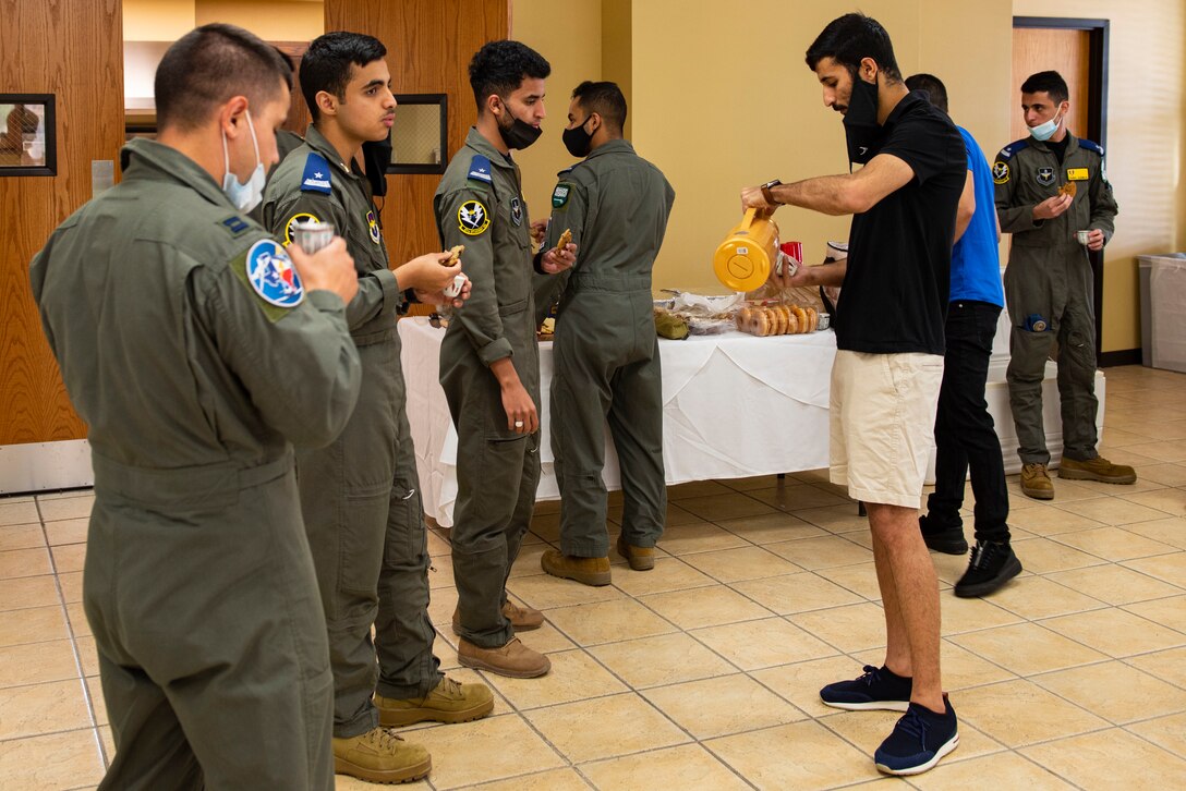 International students at Laughlin Air Force Base, Texas gather to share their cultures and heritage and celebrate one another together May. 14, 2021.  Legislators and higher leadership.
Recognized the extraordinarily unique opportunity the Military Services have through daily face-to-face contact with the IMS to advance peaceful and democratic principles worldwide. (U.S. Air Force photo by Airman 1st Class David Phaff)
