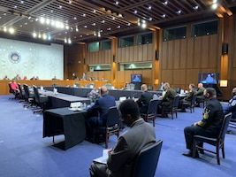 Photo of Lt. Gen. Richard Scobee, chief of the Air Force Reserve, and his counterparts from the Marines, Army, Navy and National Guard testified before the Senate Appropriations Committee’s Subcommittee on Defense during a hearing May 18.(Courtesy photo)