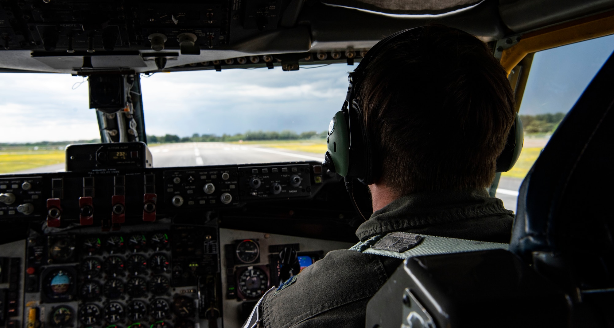 U.S. Air Force Capt. Dylan Saint Marie, 351st Air Refueling Squadron pilot, lands a KC-135 Stratotanker aircraft  during exercise Astral Knight 21, at RAF Mildenhall, May 18, 2021.